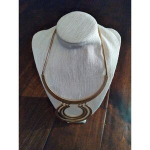 Statement Necklace‎ Gold Tone Triple Circle Pendant Fashion Jewelry